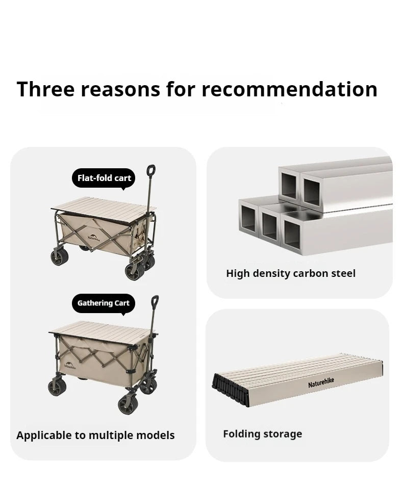 Naturehike Universal Trolley Table Board Portable Lightweight Outdoor Camping Folding Egg Roll Table Style Carbon Steel Picnic Tabletop Heavy Duty