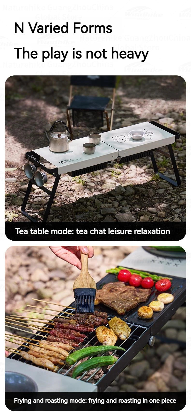 Naturehike Folding Barbecue Table Grill Box Portable Lightweight Multifunctional Foldable Black White BBQ Grill Rack Stove Table Supply Camping