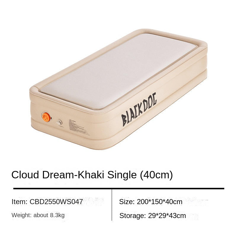 Blackdog DREAM CLOUD Air Inflatable Bed Premium Brushed Single Queen Size 40/20cm Thick Black Ultra Comfortable Soft Outdoor Use Sleeping Pad Mattress