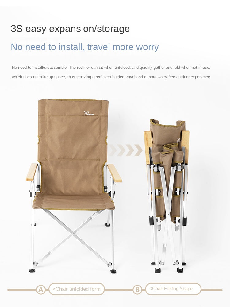 Vidalido Recliner Folding Camping Chair Portable Retractable Leisure Folding Seat Fishing Stool Outdoor Load Bearing Up To 150kg 900D Oxford Cloth