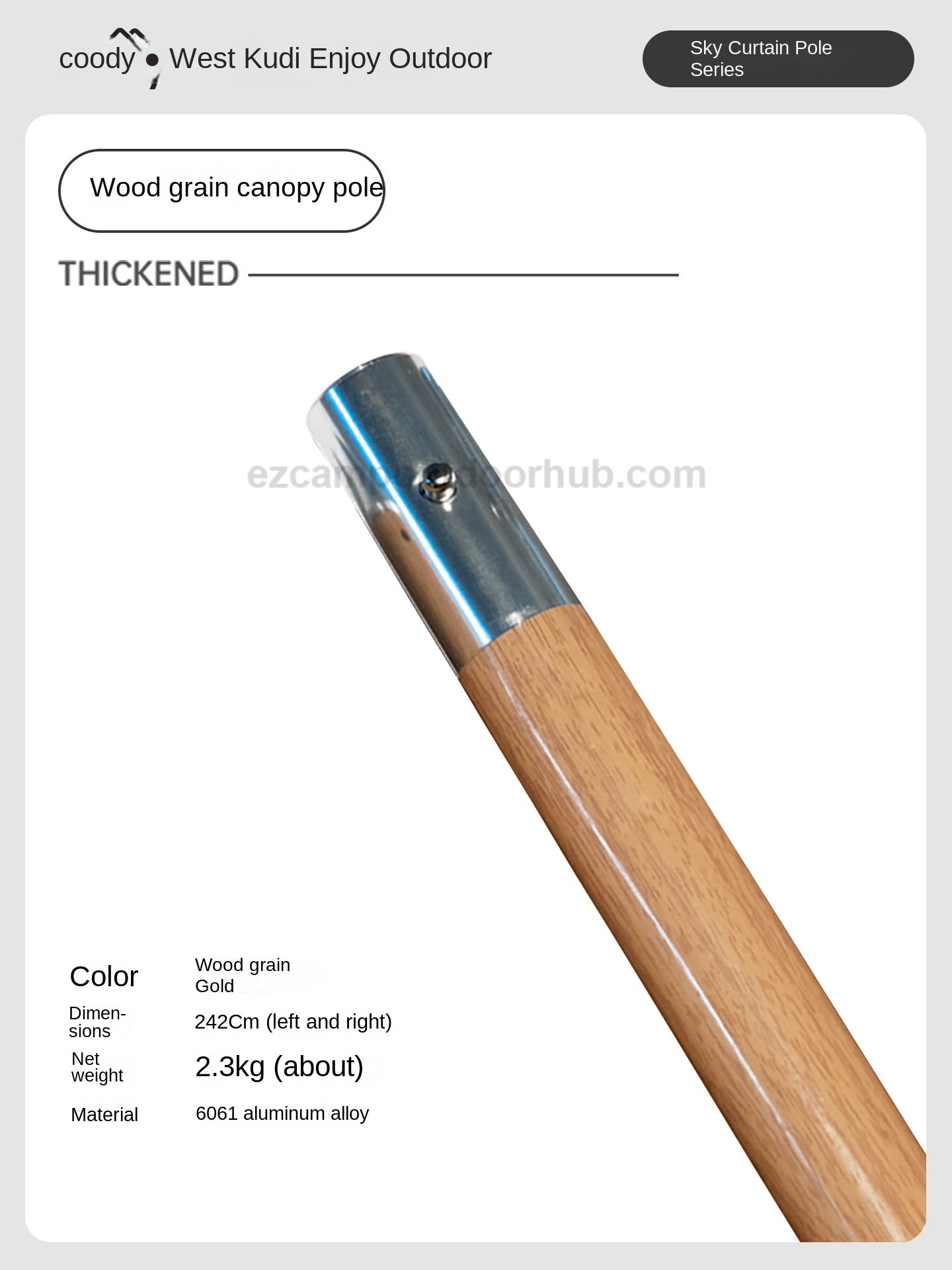 Coody Premium Tent Canopy Poles Portable Foldable Lightweight Telescopic Support Pole Awning Tarp Aluminum Alloy