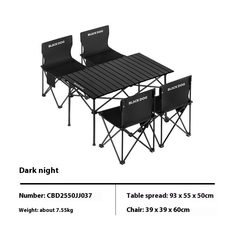Blackdog Table And Chair Set Outdoor Portable Foldable Egg Roll Folding Table Chairs Combination Load Bearing 80kg X-Type Solid Structure Camping Oxford Cloth
