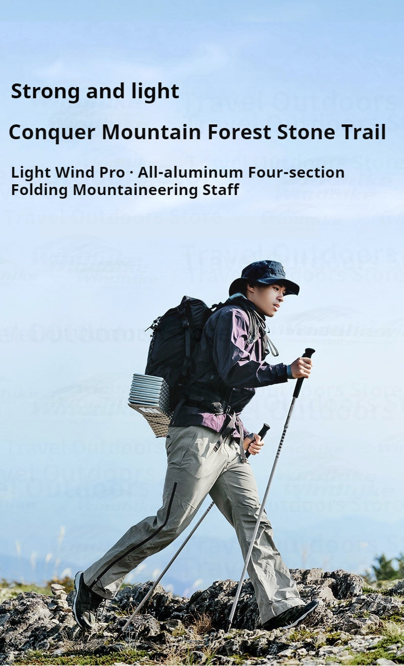 Naturehike Light Wind Pro Trekking Pole Portable Ultralight 4-Section Folding Telescopic Walking Stick 7075 Aluminum Alloy Hiking Mountaineering Staff