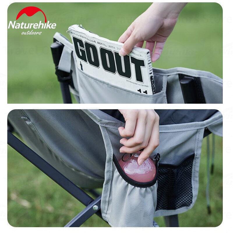 Naturehike STAR MOON Upgraded Folding Chair Outdoor Portable Lightweight Foldable Travel Fishing Seat Camping Chair Upgraded Version 1.1 Carbon Steel Alloy Up To 140kg Max Load 600D Oxford Hiking Picnic Travel Heavy Duty Original Nature Hike