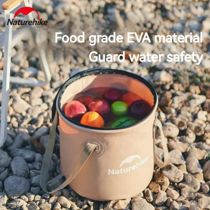 Naturehike 10L/20L Collapsible Water Bucket EVA Food Grade Round Storage Container Box Foldable Outdoor Camping Waterproof Drinks Ice Fruits Wash Basin Portable Folding Basket with Cover Nature Hike