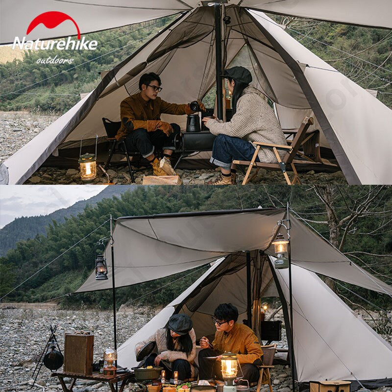 Naturehike RANCH Pyramid Tent Portable 5-8 Persons Premium Octagonal Family Shelter With Skirt Camping Tent Glamping 150D Oxford Cloth Waterproof
