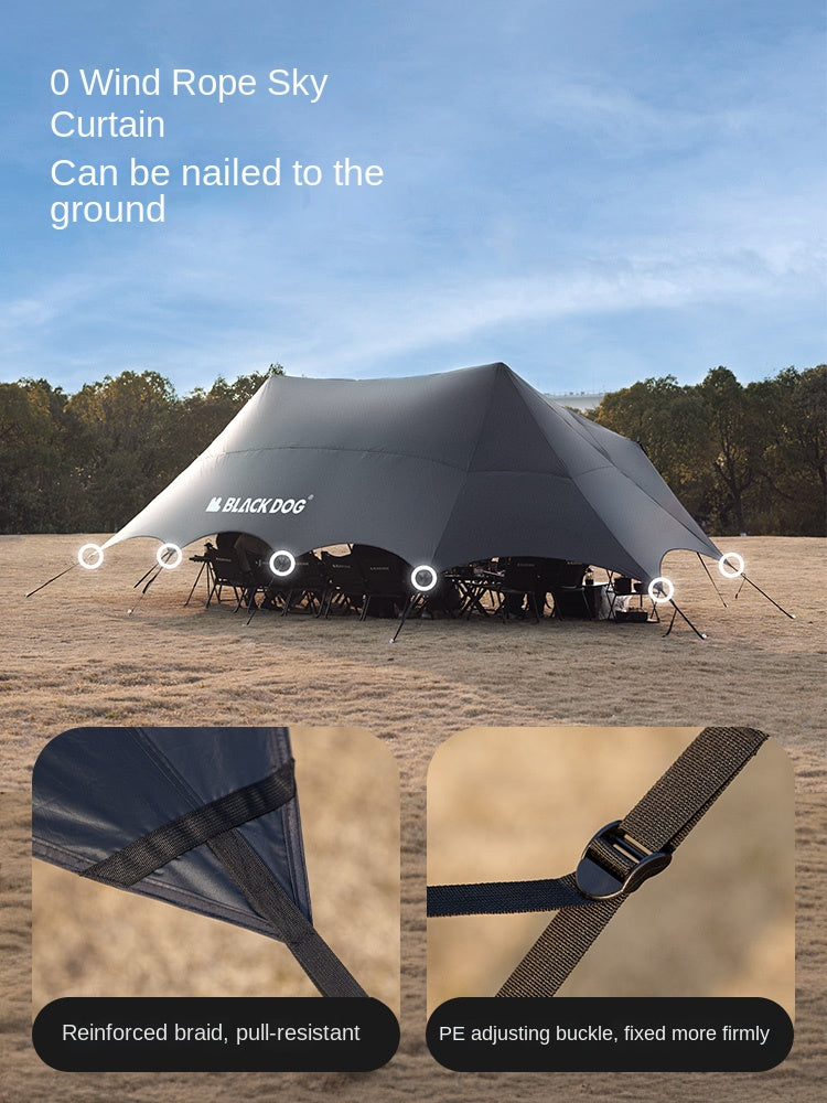 BLACKDOG CLOUD SHADE Canopy Tarp Black 80m² Extra Large Gathering Shelter Tent Waterproof Up To 20 Persons Shaded Area Vinyl Coated Sunscreen Camping