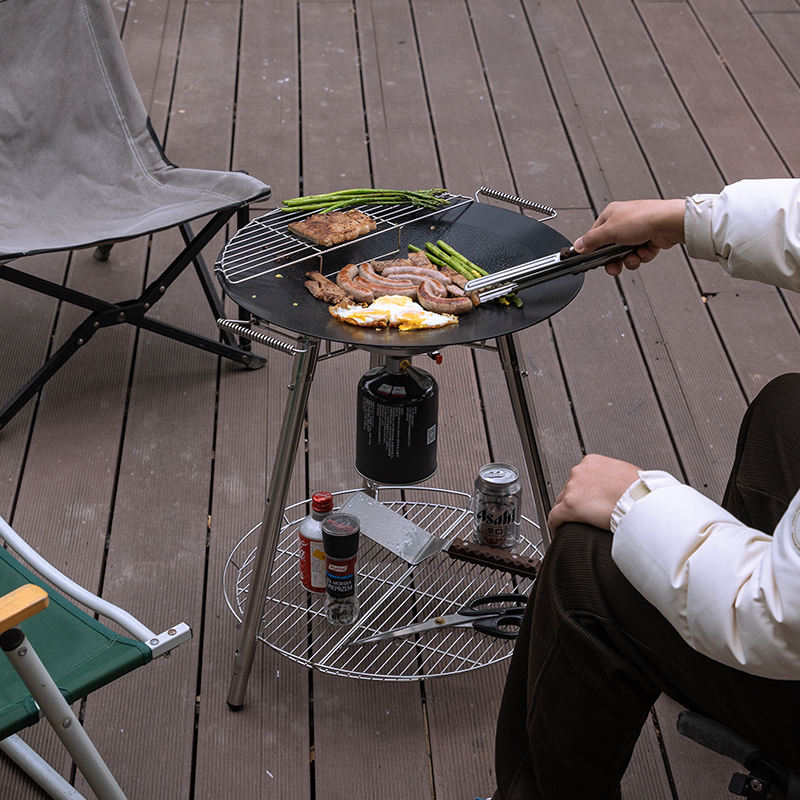 Campingmoon GR Series Skottle Grill Portable Lightweight Party BBQ Griller Standing Grill Butane Gas Stove Tripod Courtyard Outdoor Camping