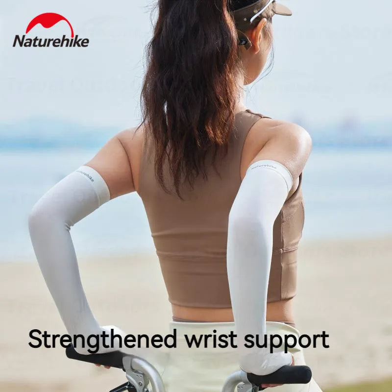 Naturehike POCKET SUN Outdoor Sunscreen Sleeve Sun UV Protection Ice Cooling Arm Cover Unisex Running Biking Non-Slip Long Gloves No Finger Sleeves
