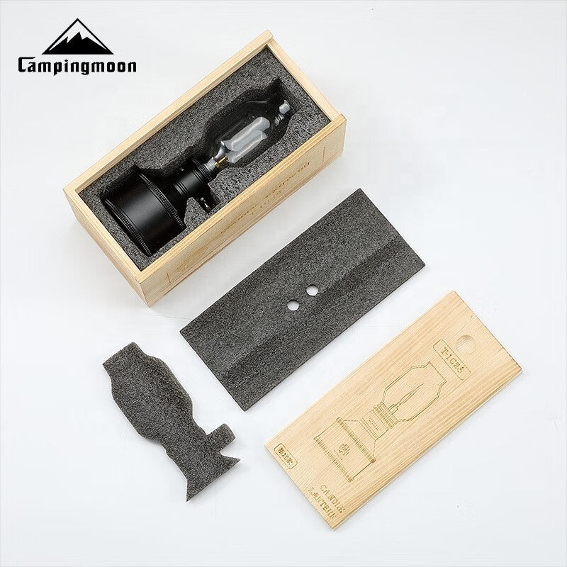 Campingmoon T-1C28 Atmosphere Gas Lamp Black Candle Light Gas Butane Lantern Tent Light Candle Refillable Butane Tank Screw Type Fuel Canister Vintage
