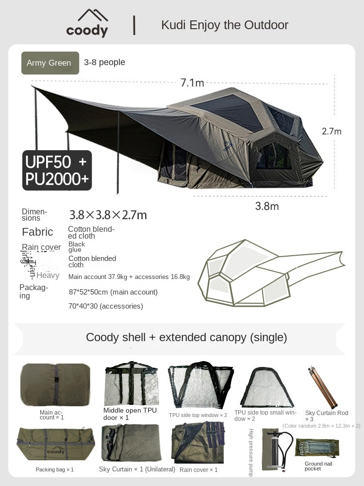 Coody BESTONA AIR Premium Dome Shell Spherical Large Space Air Inflatable Tent Heightened Enlarged All Season Tent Black Beige Army Green