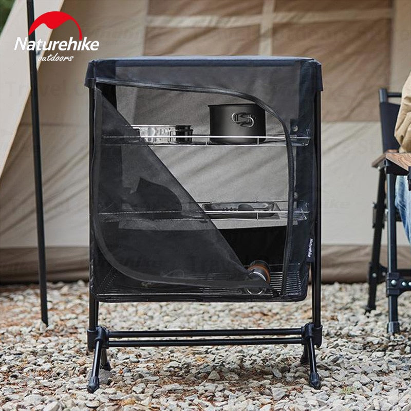 Naturehike Outdoor Aluminum Storage Rack Outdoor 3-Layer Folding Shelf / Dirty Clothes Basket Hamper Waterproof Kitchen Equipment Utensil Rack Shelves