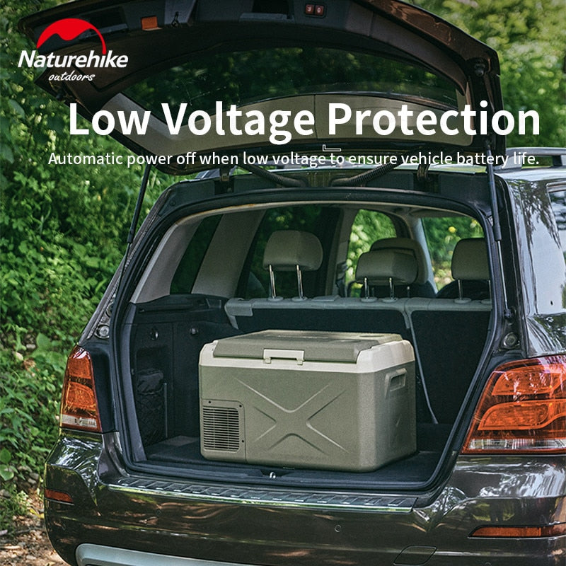 Naturehike Outdoor Car Refrigerator Portable 30L Camping Ice Box Large Capacity Compressor Cooling Fridge Freezer Silent 12V 24V DC or 220V AC 60W Cooler