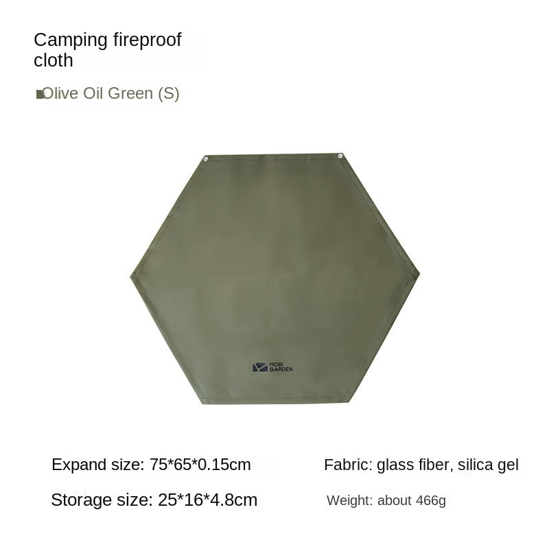 MOBI GARDEN Camping Fireproof Cloth Portable Multipurpose Silicone Coated Hexagon Flame Retardant Floor Mat 250℃ High Temperature Resistance Mattress