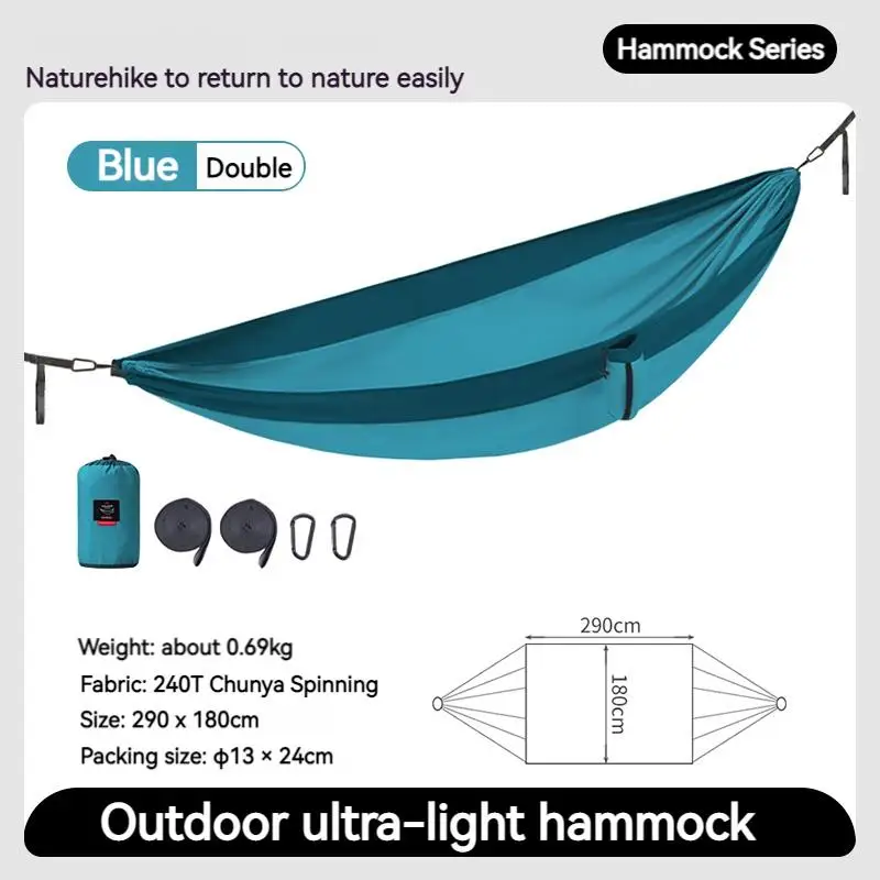 Naturehike LONE BOAT Ultralight Swing Hammock Series Upgraded 1 and 2 Person Adult & Children Tree Hanging Bed Camping 180kg Max Load 240T Nylon