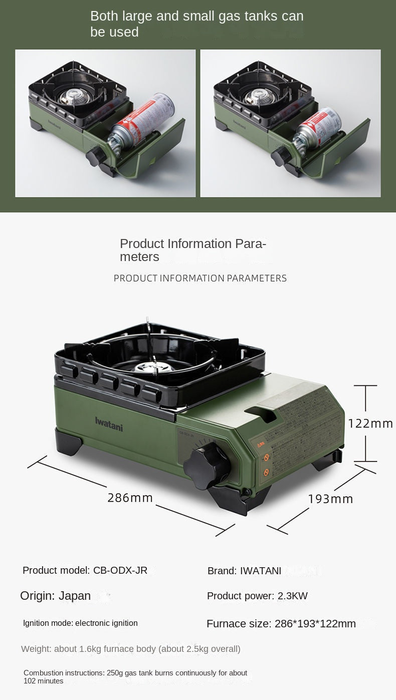 Iwatani Tough Maru Jr. Outdoor Stove Portable Butane Canister Cassette Stove With Double Integrated Windshield And Storage Case