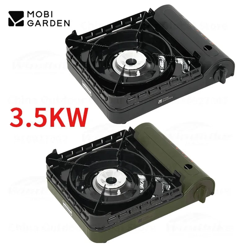 Mobi Garden Large Butane Camping Stove Mini 3.5KW Firepower With Built-in Windshield Standard Gas Fuel Nozzle Type Canister Cassette Style With Storage