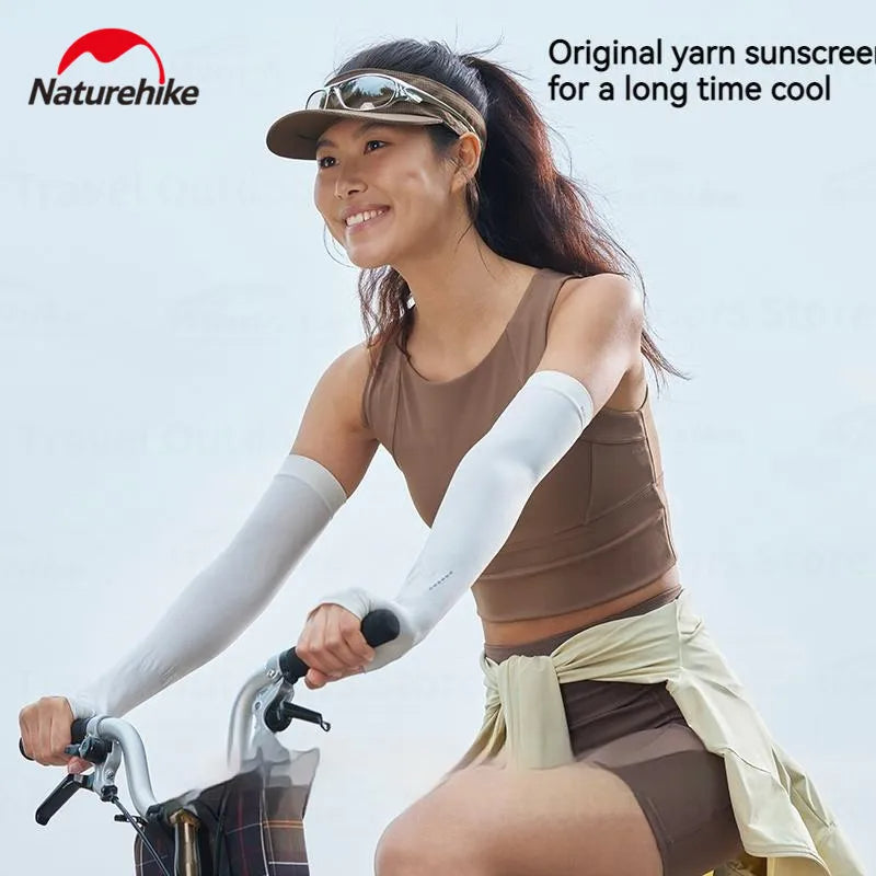 Naturehike POCKET SUN Outdoor Sunscreen Sleeve Sun UV Protection Ice Cooling Arm Cover Unisex Running Biking Non-Slip Long Gloves No Finger Sleeves