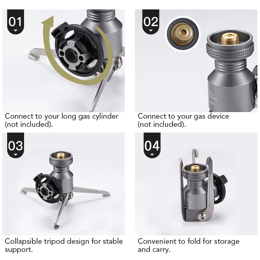 CAMPINGMOON BKZ23-CB Z23-CB Rocket Stove Bracket Black Stand Butane Canister Converter Adaptor Screw Type to Nozzle Standard Gas Fuel Adapter Mount