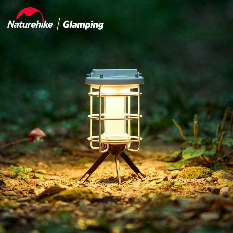 Naturehike Outdoor Camping LED Lantern Stepless Dimming Atmosphere Light Ambient Lighting Portable Hanging Tent Lamp IPX4 Waterproof USB Charging With Tripod Nature Hike