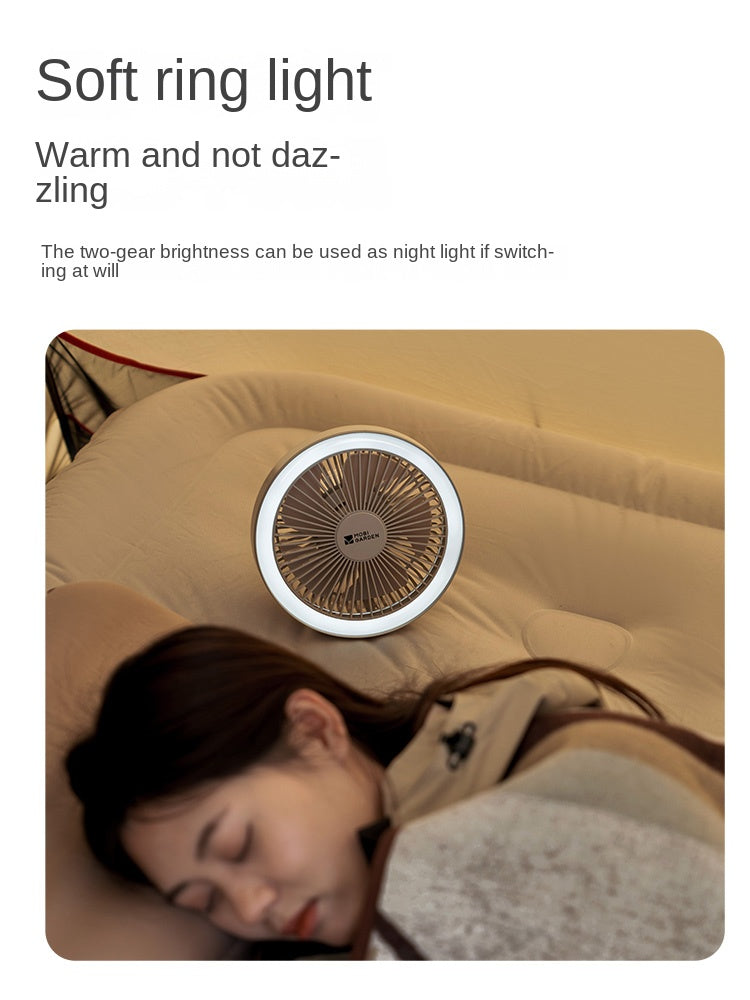 Mobi Garden F3 Portable Fan Ultralight Multipurpose Small Desktop Electric Ceiling Fan With Built-in Ring Light ABS Aluminum Alloy Camping Hiking