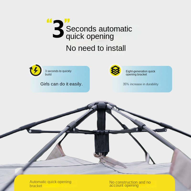 Mountainhiker Fast Fully Automatic Tent Portable Lightweight 2-3 Persons Foldable Entry Level Quick Open Camping Tent Silver Coated Thickened Sunscreen Waterproof PU1500mm Outdoor
