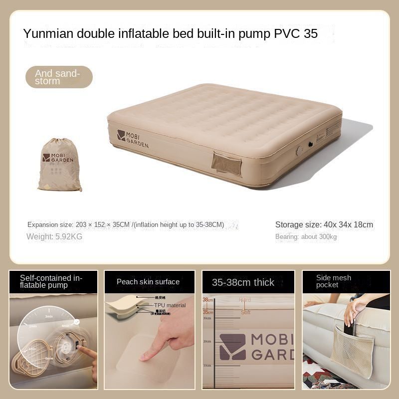 Mobi Garden Automatic Inflatable Mattress Outdoor Integrated Self-Inflating Tent Sleeping Heightened Air Cushion Bed Pad Built-in Electric Pump