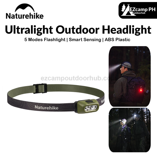 Naturehike Ultralight Outdoor Headlight Portable Headlamp Wave Induction Technology 5 Modes Flashlight SOS Emergency Red Light 45° Adjustable Waterproof IP65
