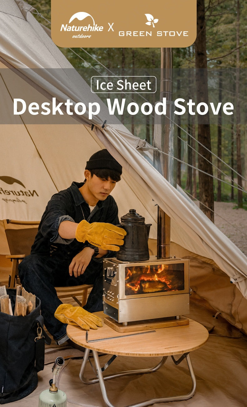 Naturehike Desktop Firewood Stove Outdoor Portable Lightweight Tabletop Wood Furnance Bushcraft Fire Wood Burner 304 Stainless Steel Outdoor Hiking Beach Travel Heavy Duty Original Nature Hike