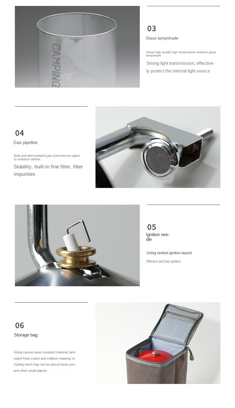 Campingmoon T-9 MOON STAR Gas Lantern Camping Portable Lightweight Retro Atmosphere Lamp Mantle Yarn Light Butane Screw Threaded Type Outdoor Lighting With Storage Bag