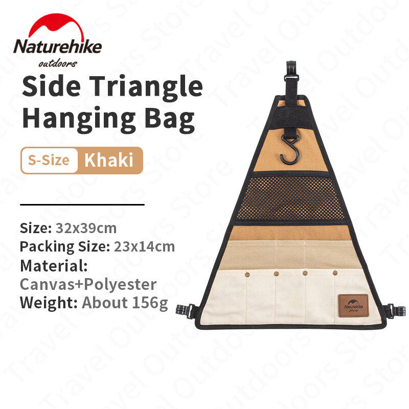 Naturehike Side Triangle Hanging Bag Multipurpose Storage Canvas Bag For Triangular Hanging Rack Shelf Small Large Multi Pocket Tableware Utensil Hang Shelves Add-on Accessories Organizer