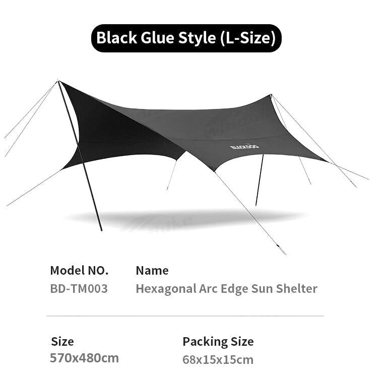 Blackdog TIMELESS Sky Curtain Black Canopy Tarp Awning Full Blackout Titanium Black Vinyl Coated Sunscreen Waterproof Outdoor Sunshade with 2 Poles