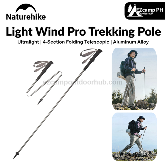 Naturehike Light Wind Pro Trekking Pole Portable Ultralight 4-Section Folding Telescopic Walking Stick 7075 Aluminum Alloy Hiking Mountaineering Staff