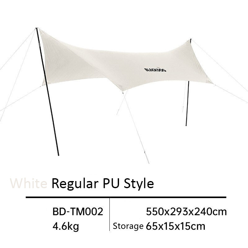 Blackdog TIMELESS Sky Curtain Black Canopy Tarp Awning Full Blackout Titanium Black Vinyl Coated Sunscreen Waterproof Outdoor Sunshade with 2 Poles