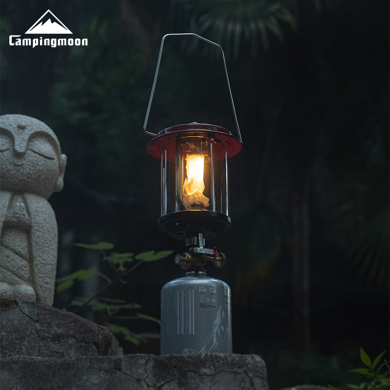Campingmoon T-9 MOON STAR Gas Lantern Camping Portable Lightweight Retro Atmosphere Lamp Mantle Yarn Light Butane Screw Threaded Type Outdoor Lighting With Storage Bag