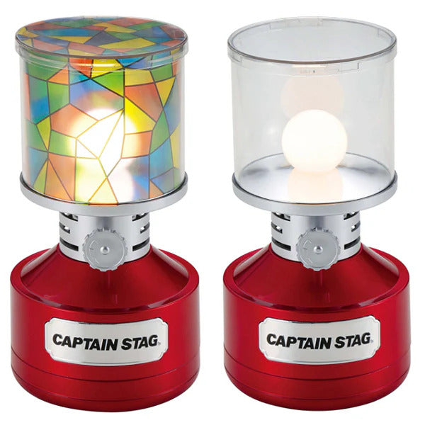 CAPTAIN STAG UK-4057 Stained Glass Lantern Portable Lightweight Retro Style Ambient Atmosphere Lighting Lamp Light Twin Light LED Lantern Waterproof