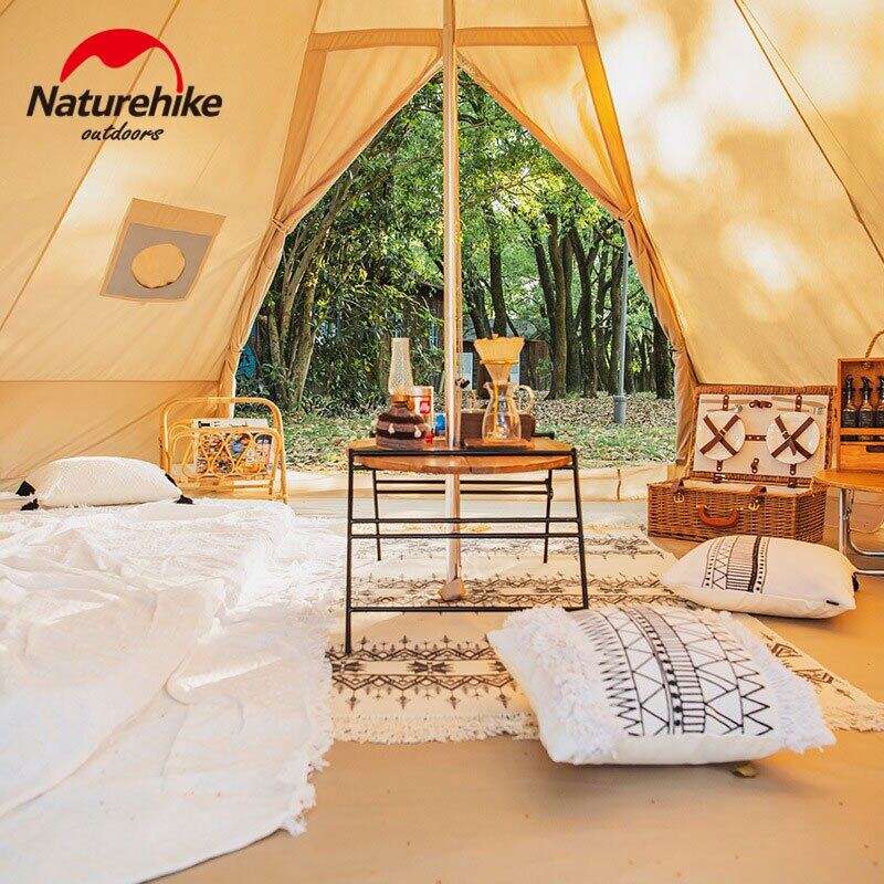 Naturehike BRIGHTEN Series 12.3 Pyramid Tent Blended Cotton Bell Camping Tent 12.3m² Large Family Group Luxury Shelter for 5 to 8 Person Tipi Tepee
