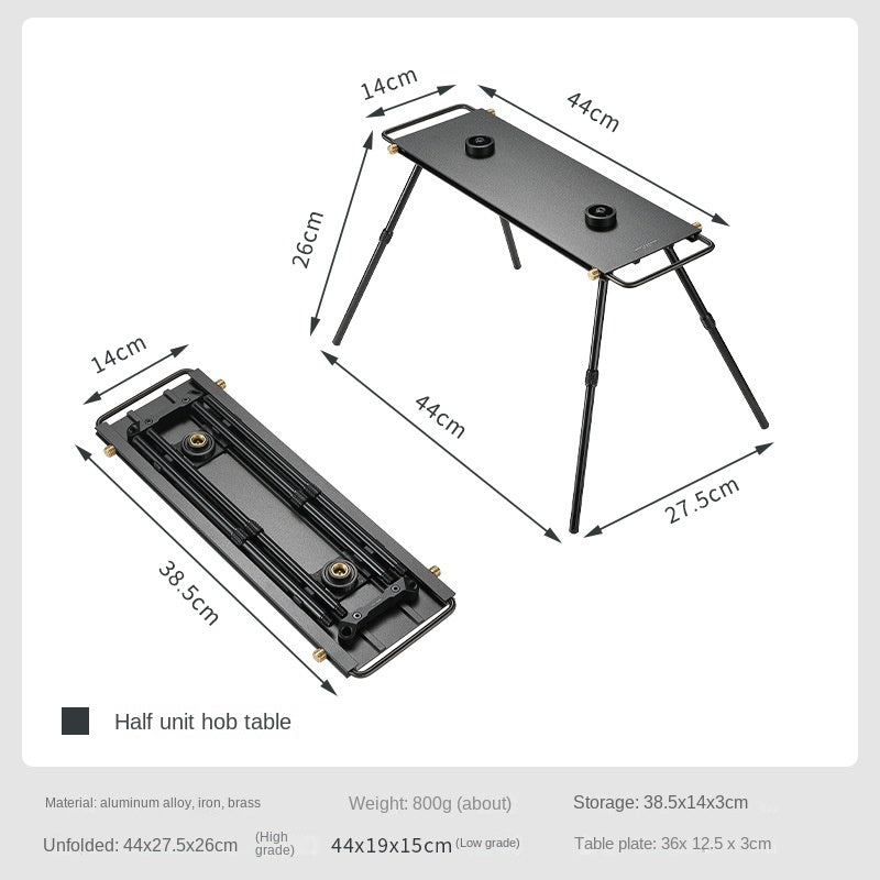 Campingmoon BKZ06-L Half Unit Hob Table Portable Lightweight Multi-purpose IGT Compatible Double Stove Interface Two Levels Height Aluminum Alloy Kitchen Table Unit