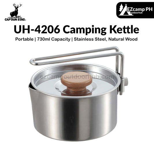 CAPTAIN STAG UH-4206 Camping Kettle Portable 730ml Stainless Steel Sauce Pan Boiling Water Coffee Tea Pot Outdoor Cookware Kitchenware