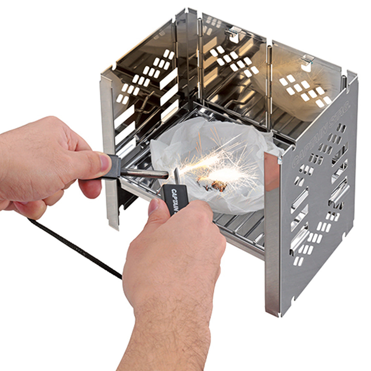 CAPTAIN STAG UG-3284 Fire Starter & Blow Stick Set Portable Igniter Fire Breathing Stick Set Extendable Blower Rod Flint Ignitor Outdoor Camping Survival Tool