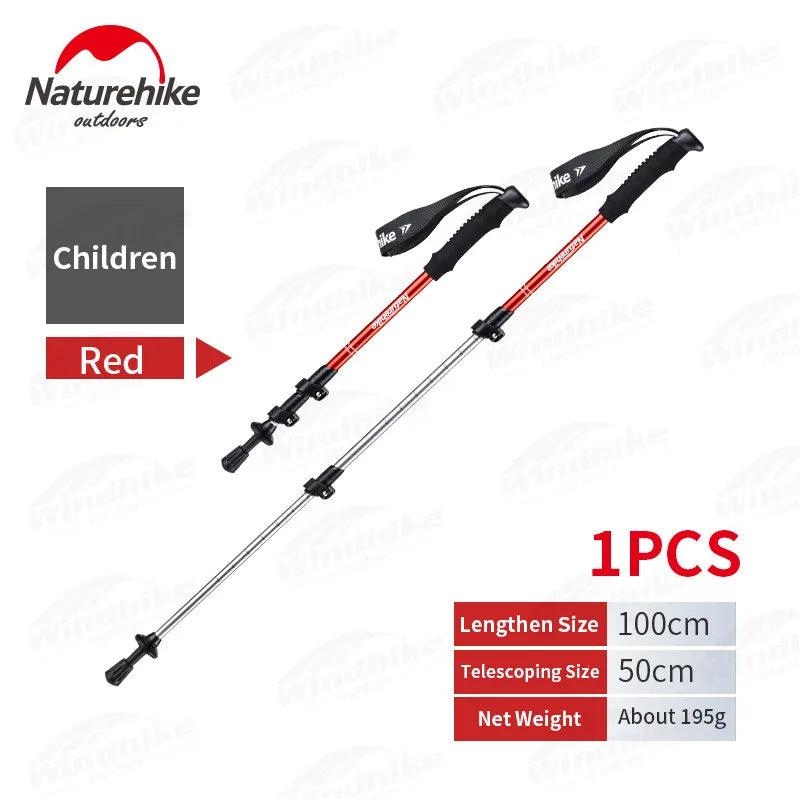 Naturehike ST01 v2 Aluminum Alloy Hiking Trekking Pole Rubber Tip Ultralight Heavy Duty Walking Trek Stick Telescopic Retractable Rod Upgraded