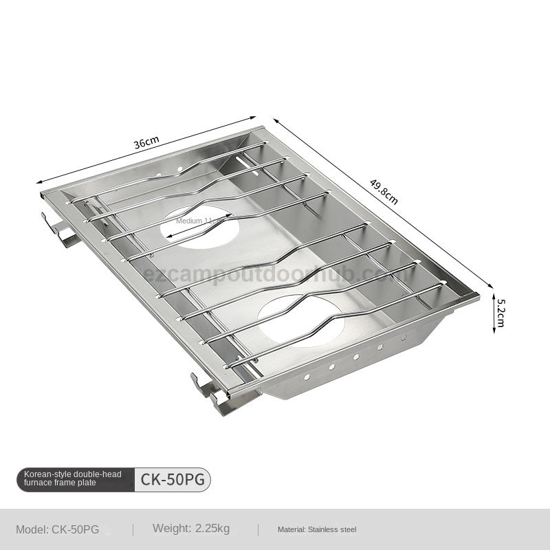 Campingmoon IGT Korean Style Double Burner Stove Top 2 Unit IGT Size Integrated Grill Table Rack Dual Stainless Steel Butane Gas Stove Windproof