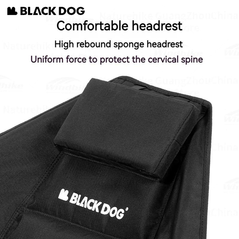 BLACKDOG Folding Black Rocking Swing Chair with Pillow 160° Portable Adjustable Lying Leisure Recliner 150kg Max Load Camping Hiking Travel Chair