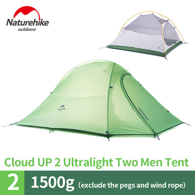 Naturehike Cloud Up Series 1 2 3 Person Portable Ultralight Weight Outdoor Camping Hiking Cycling Waterproof 3 Season Camp Tent in 210T 20D Upgraded