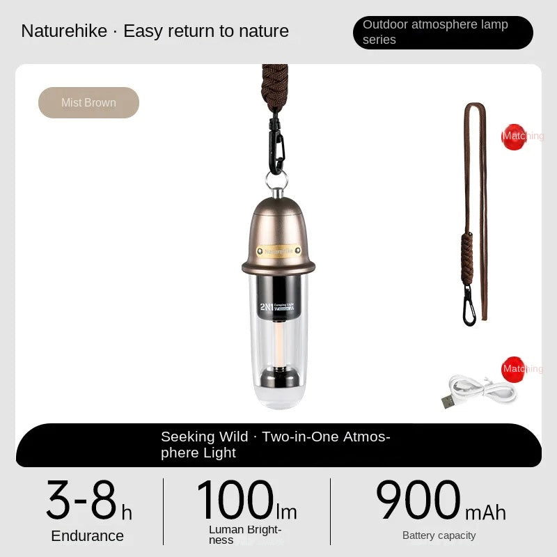 Naturehike 2-in-1 Atmosphere Light Portable Ultralight Ambient Lighting Lamps Light Outdoor Equipment Waterproof IPX4 Usage UP To 3-8H Type-C Charge Camping Hiking Picnic Travel Original Nature Hike
