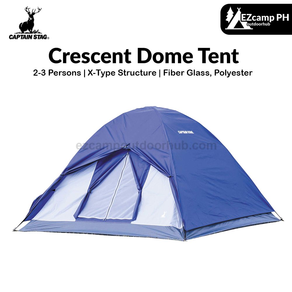 CAPTAIN STAG Crescent Dome Tent Portable Ultralight 2-3 Persons Waterproof Sun Shelter X-Type Structure Fiber Glass Polyester Outdoor Camping