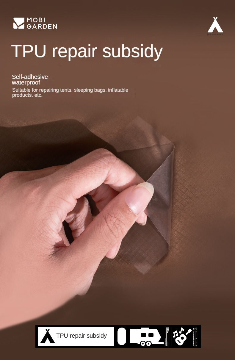 Mobi Garden TPU Repair Subsidy Portable Multi-use Emergency Repair Patches Waterproof Outdoor Camping Emergency Tear Cut Hole Adhesive Canopy Air Inflatables Bed 3pcs Pack