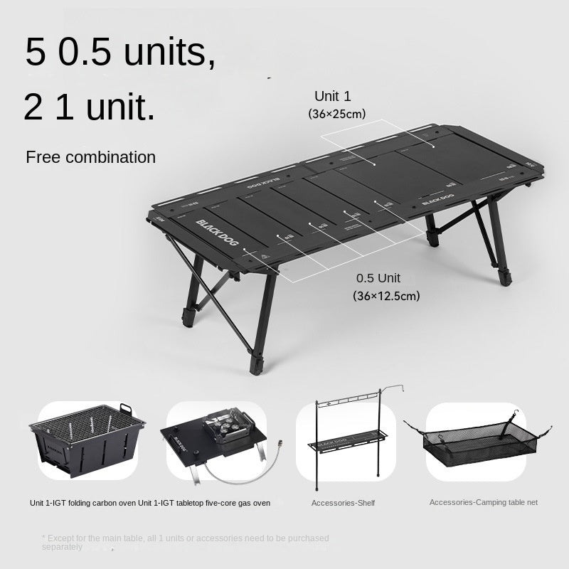 Blackdog MOVES Modular IGT Tactical Table Portable Black Folding Large Integrated Grill Table Up To 4.5 Units Of IGT Space Camping Kitchen BBQ Stove Table
