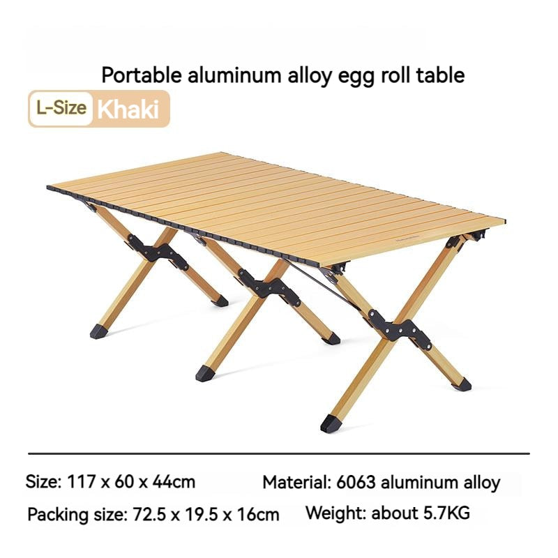 Naturehike Aluminum Alloy Egg Roll Table 3-Sizes Small Medium Large Ultralight 6063 Aluminum Alloy Outdoor Black Oak Color Picnic BBQ Foldable Table 30kg Max Load with Storage Bag Nature Hike