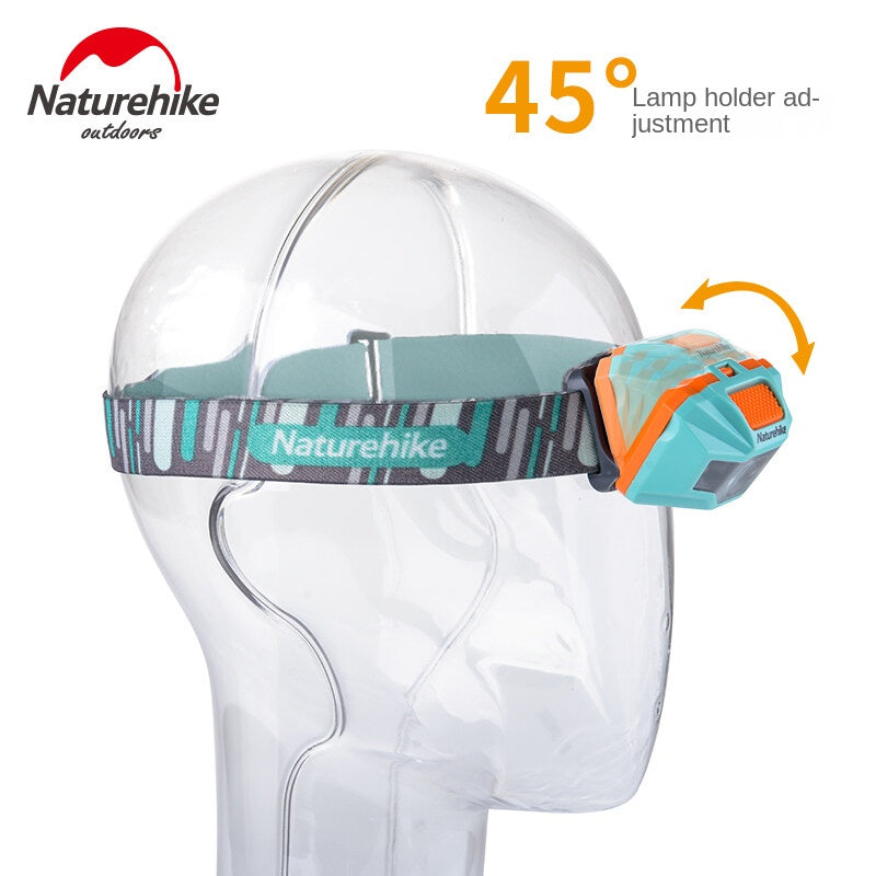 Naturehike Rechargeable Headlamp Portable Ultralight Head Torch 45° Adjustable Angle USB Charging Max 150 Lumens 1200mAh Lithium Battery IPX4 Waterproof